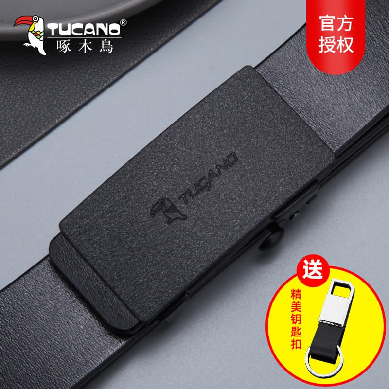 Novo cinto de pica-pau masculino couro genuíno desdentado fivela automática moda versão coreana Casual All-Match juventu