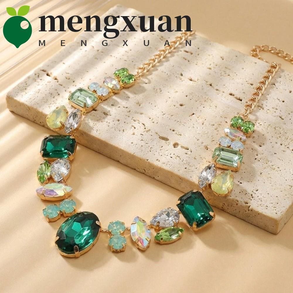 MENGXUAN1 Colar De Strass , Robusto Vintage De Cristal Charmoso Exagerado De Luxo Leve