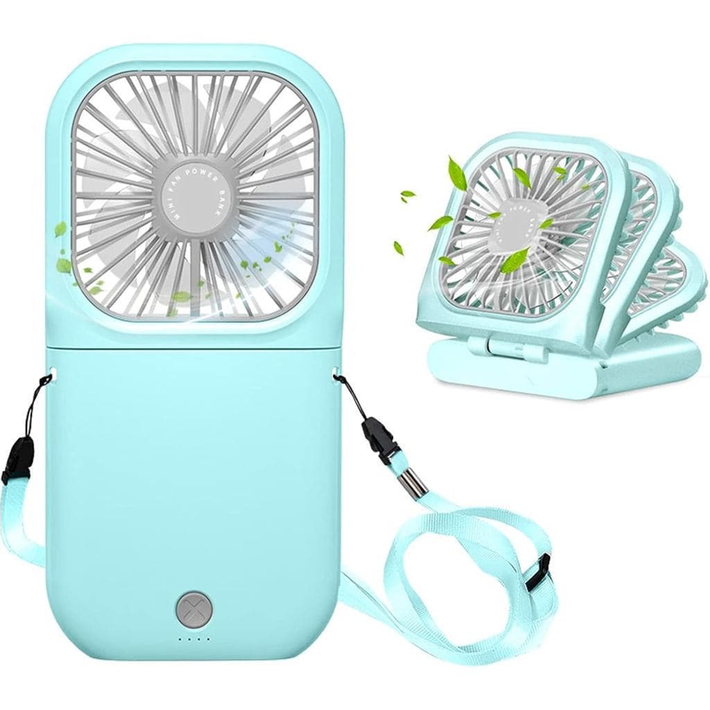 Ventilador Pessoal Recarregável com Cordão, Ventilador Portátil de Mão Dobrável 0-180 ° Ventilador de Bolsa para Viagem,