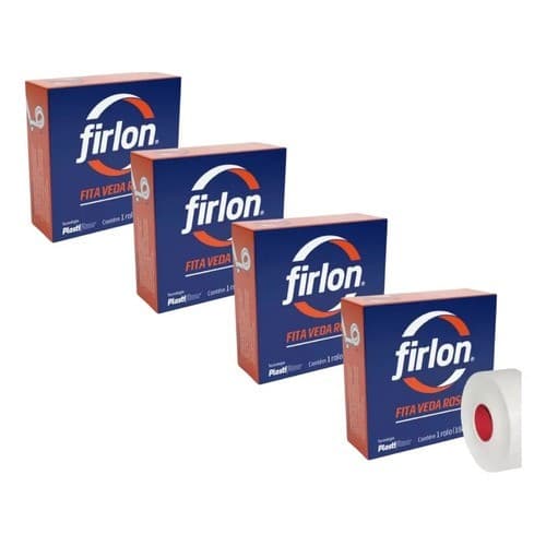 Kit 4 Fita Veda Rosca 18mm X 10 Metros Firlon Branco