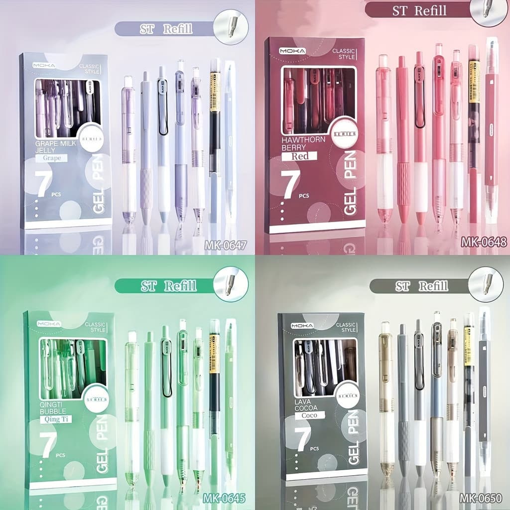 7 Pçs/Caixa Minimalista Transparente 0.5mm De Alta Qualidade De Secagem Rápida Caneta Gel De Tinta Preta Para Estudantes