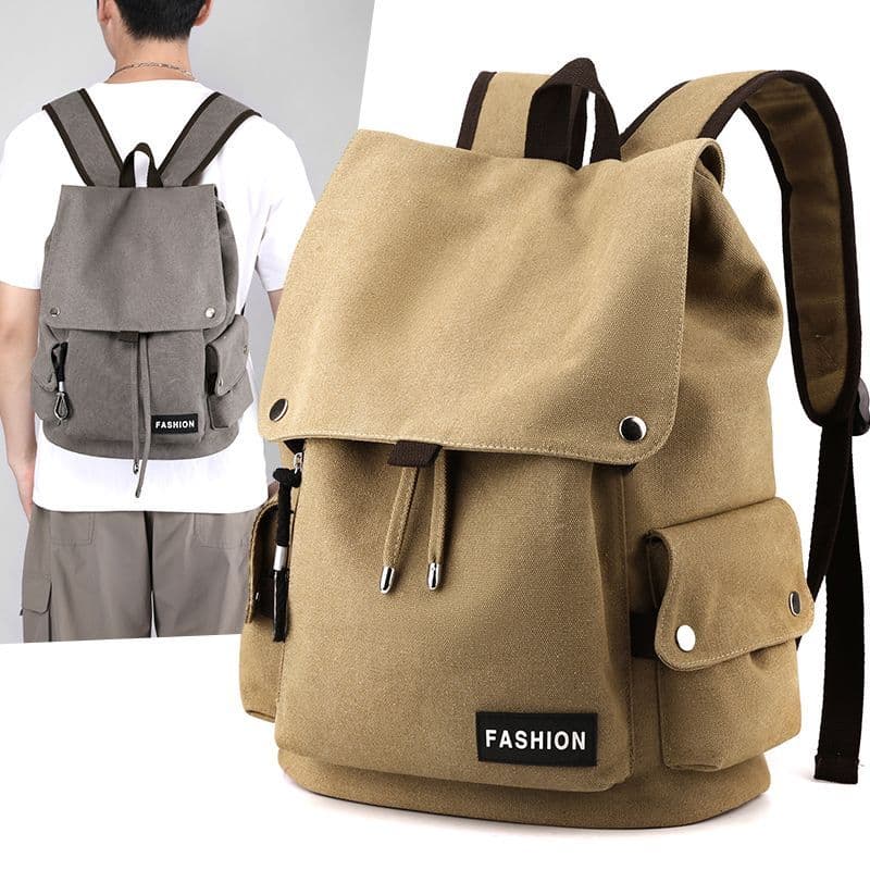 Lona grossa Retro mochila masculina na moda grande capacidade simples estudante universitário saco de viagem saco de esc