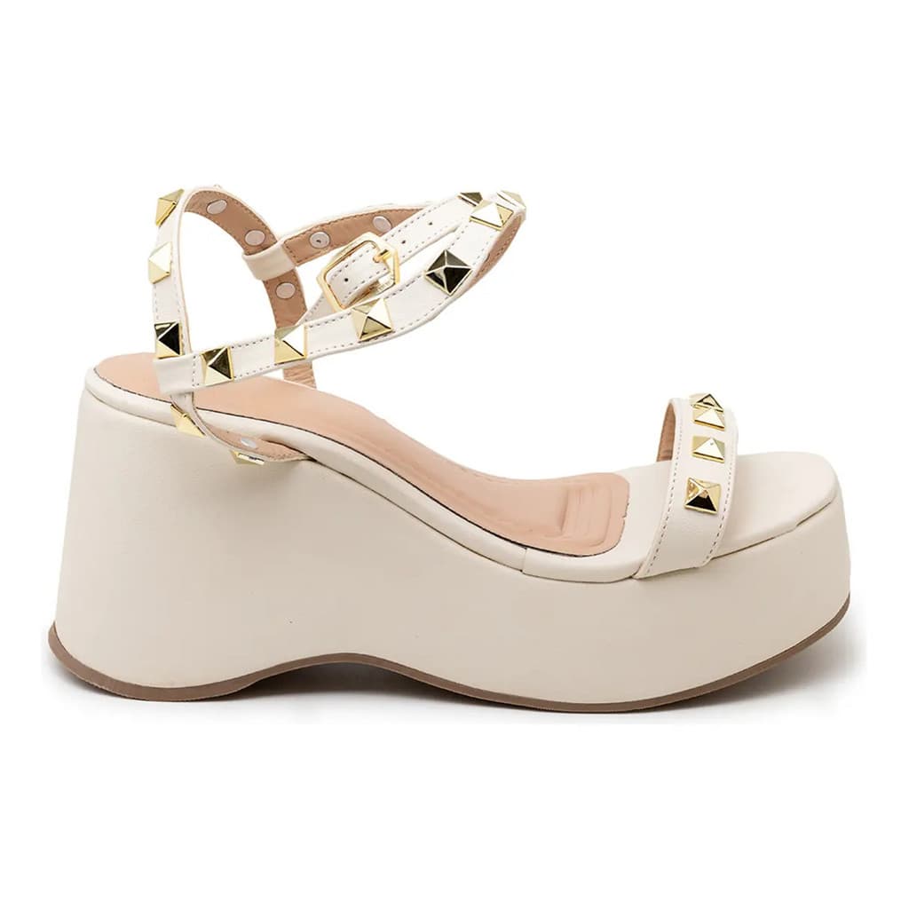 Sandália Anabela Plataforma Tiras  9001 Napa Off White