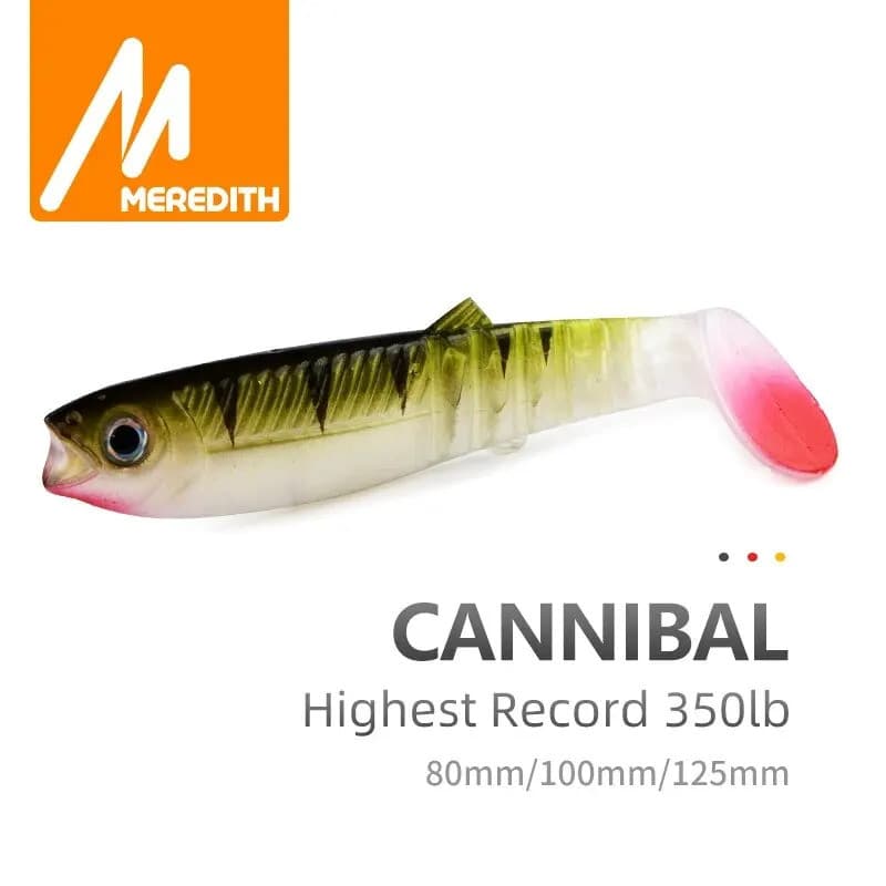 MEREDITH Iscas Cannibal 80mm 100mm 125mm Iscas Artificiais Macias para Pesca Wobblers Iscas Macias de Silicone Shad Worm