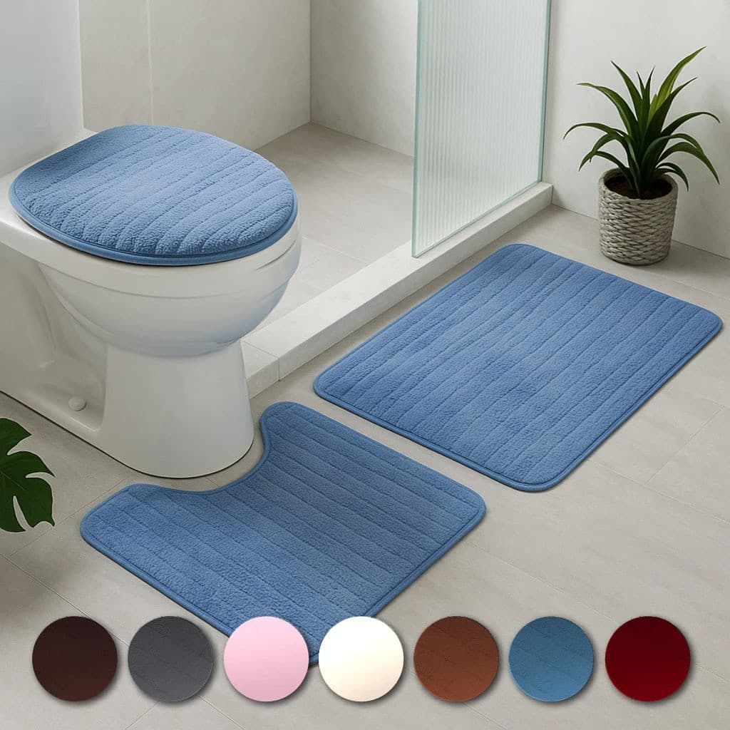 Tapete de banheiro IDee Home 3 peças, macio, antiderrapante, com estampa de qualidade JD