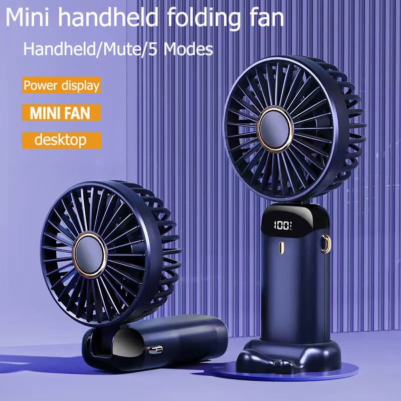 MINI Ventilador 5 Modos  Portátil Pequeno Dobrável Digital De Escritório Presente USB De 3000MA Com Exibição Da Bateria
