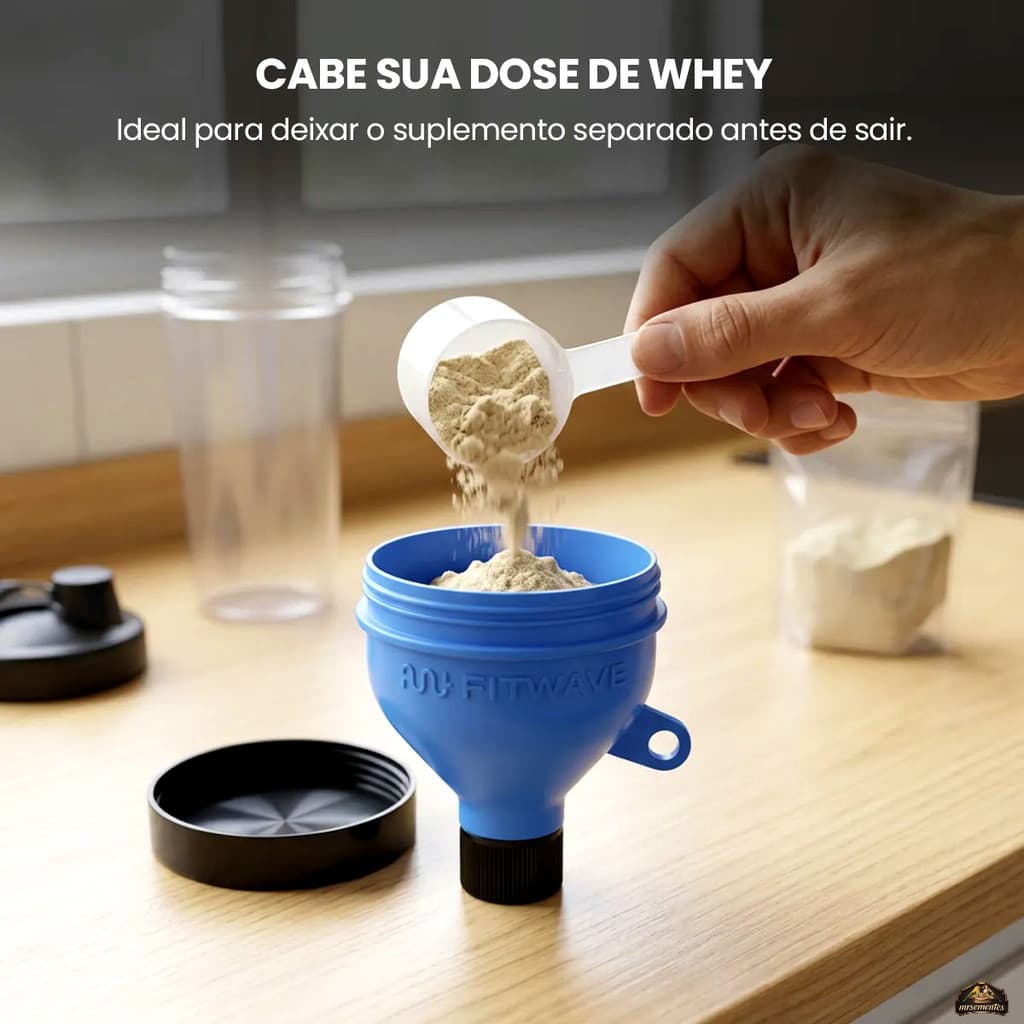 Porta Whey Protein 50g Funil Dosador Portátil De Suplemento
