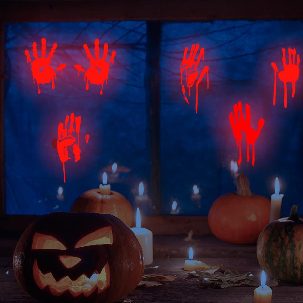 Halloween Horror atmosfera decoração luminosa sangue Handprints pegadas manchas de sangue adesivos de parede janela de v