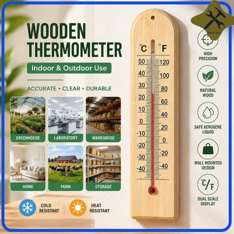 Termômetro De Parede De Madeira Para Ambientes Internos E Externos , Medidor De Temperatura De Alta Precisão Celsius Fah