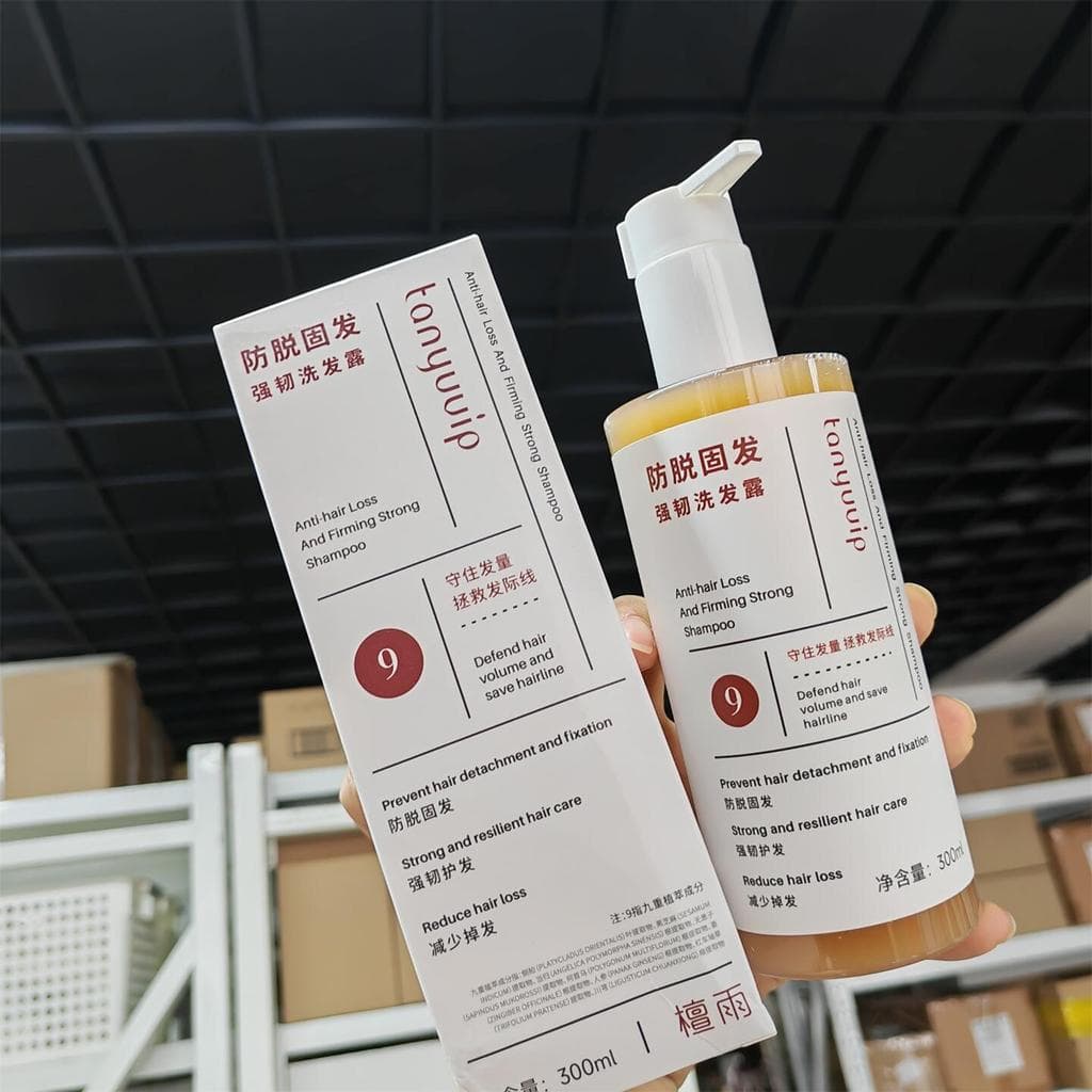 Shampoo de prevenção de chuva de sândalo melhora a perda de cabelo limpeza profunda do couro cabeludo shampoo de control