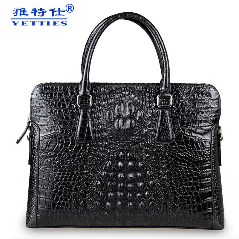 Bolsa masculina com estampa de crocodilo, maleta de negócios, bolsa Casual de couro, bolsa de mão para computador, moda