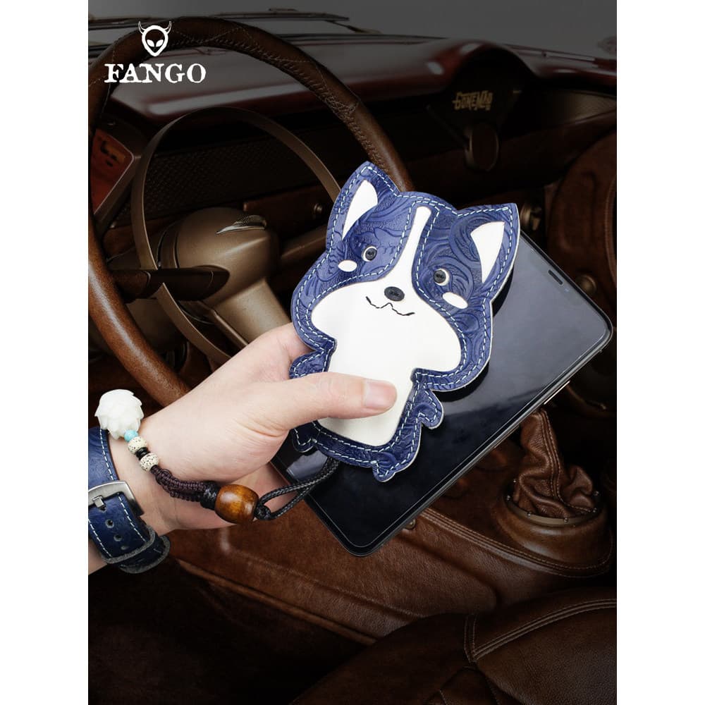Genuíno couro genuíno caso chave do carro feminino caso de couro artesanal Retro caso chave dos desenhos animados bonito