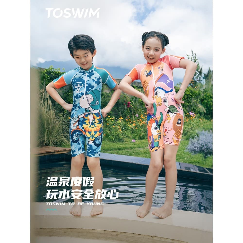 TOSWIM maiô infantil brincando na água meninas meninos pequeno médio grande crianças protetor solar de uma peça meninas