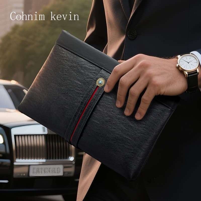 Cohnim kevin bolsa de embreagem masculina novo estilo moda negócios bolsa de embreagem grande capacidade Envelope de cou