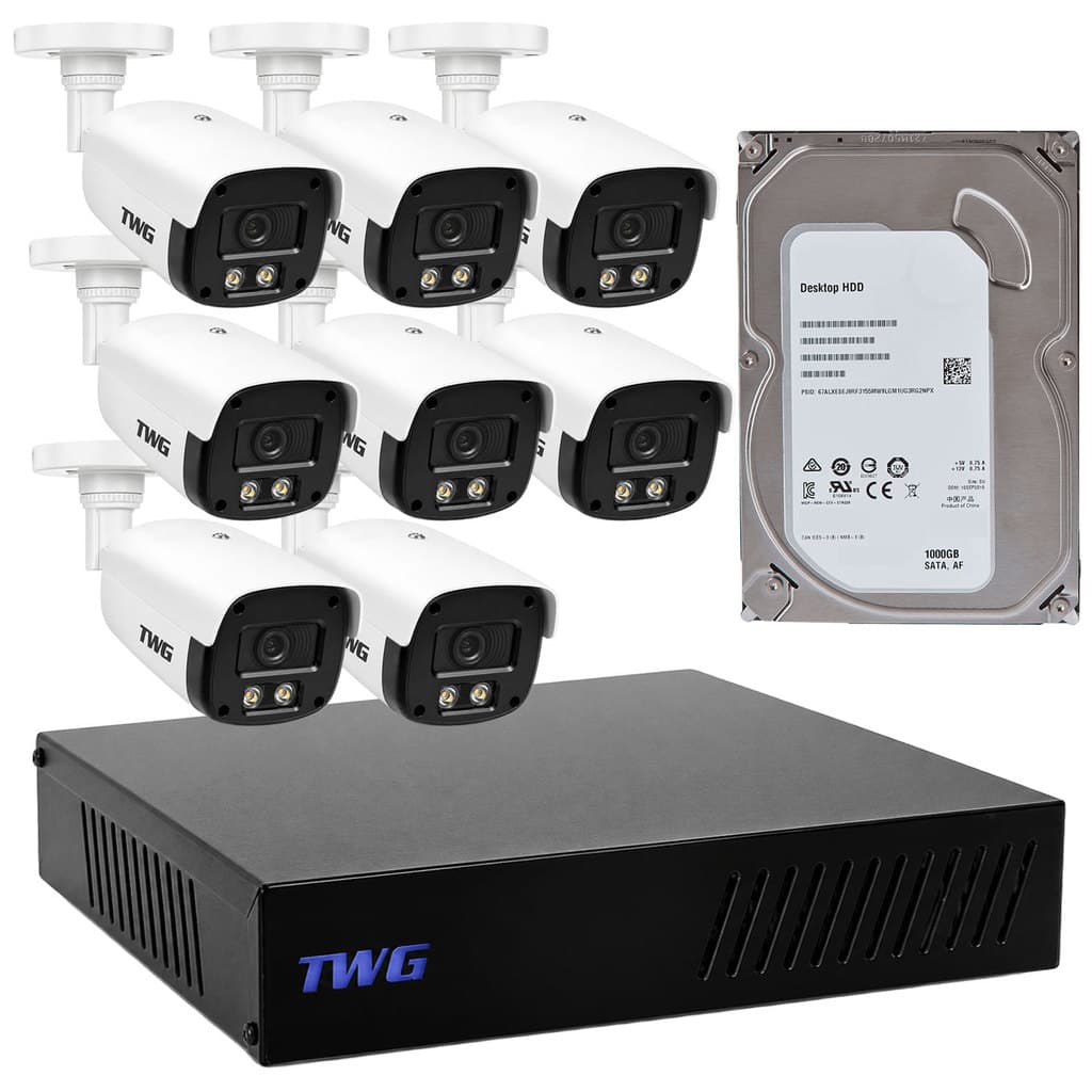 KIT CFTV 8 CAMERAS 2MP 20M STAR PLUS COM DVR HD 1TB SEM CABEAMENTO