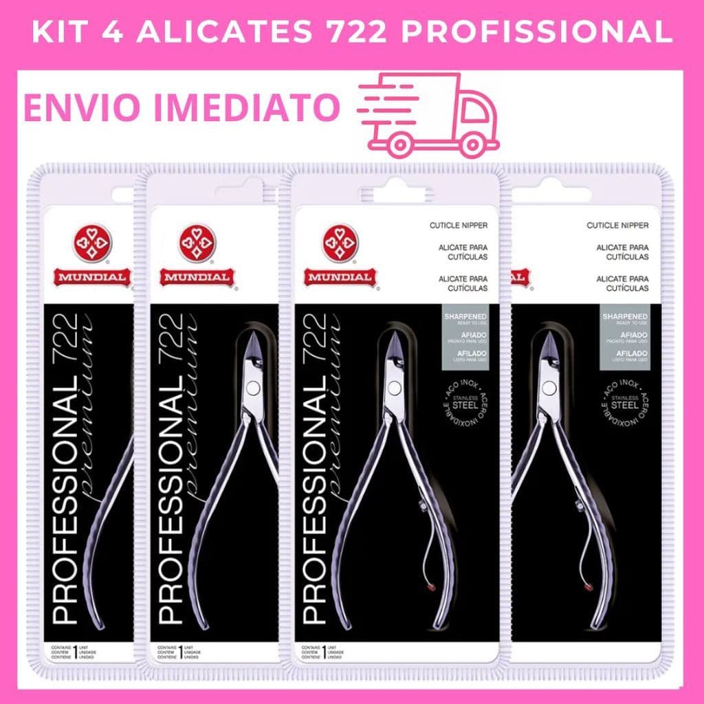 Kit 4 Alicates Mundial 722 Professional Premium – Manicure Profissional Original