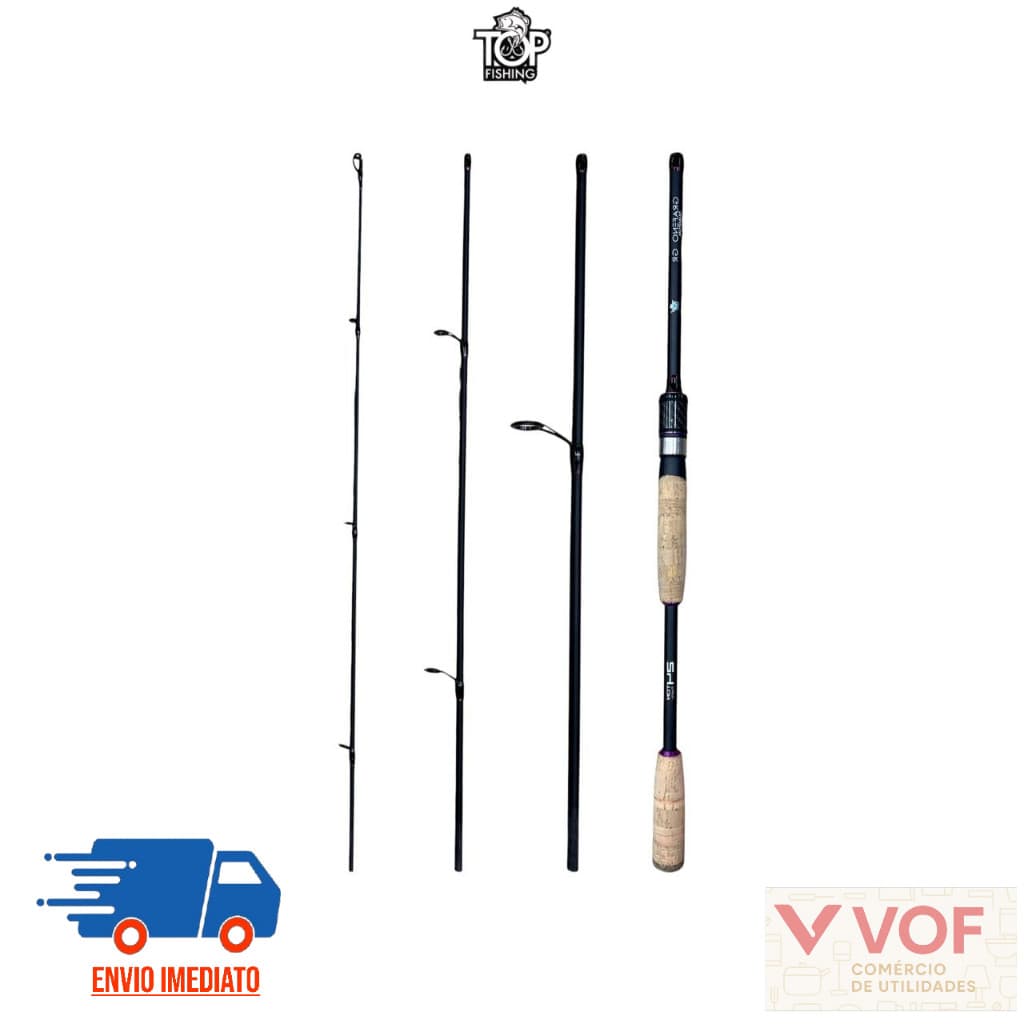 TOP Vara Grafeno GR QUANTUM 4 Partes 8-17lb P/Molinete