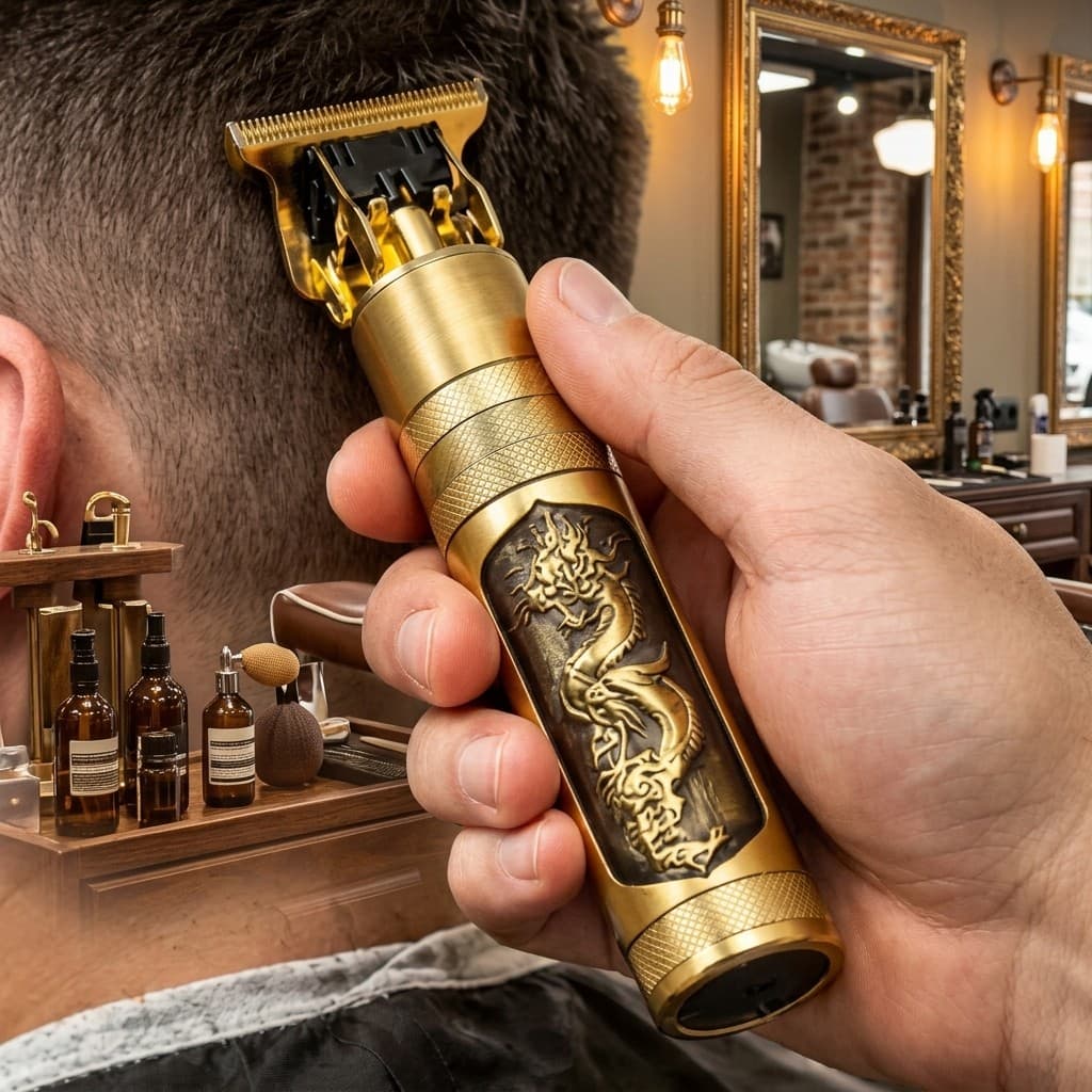 Barbeador Eletrico Masculino Maquina Dragao Vintage Cabelo E Barba Aparador Profissional De Metal Kit Presente
