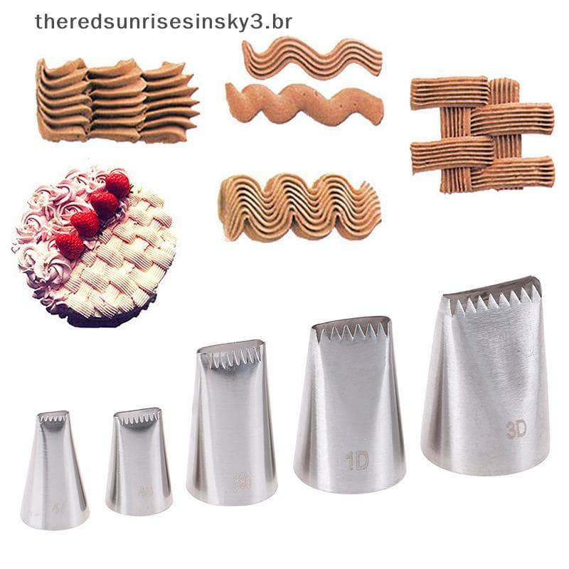 TSBR 5pcs Cesta Weave Tips Bico De Tubulação De Gelo Tubo De Escrita De Aço Inoxidável .