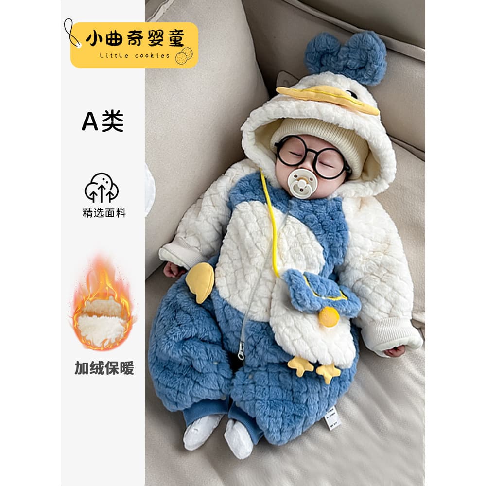 Infantil outono inverno roupas bonito engrossado bebê macacão bebê inverno macacão roupas de inverno do bebê velo macacã