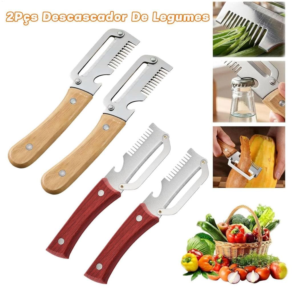 2 Pçs Descascador De Legumes Multi Funcional Slicer Egggie Com Abridor De Garrafa Para Cozinhar Diário Preparação De Ref