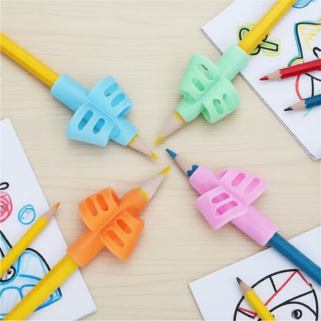 1 unidade de pega de lápis de borracha macia TPR para correção da escrita infantil e suporte para os dedos, material