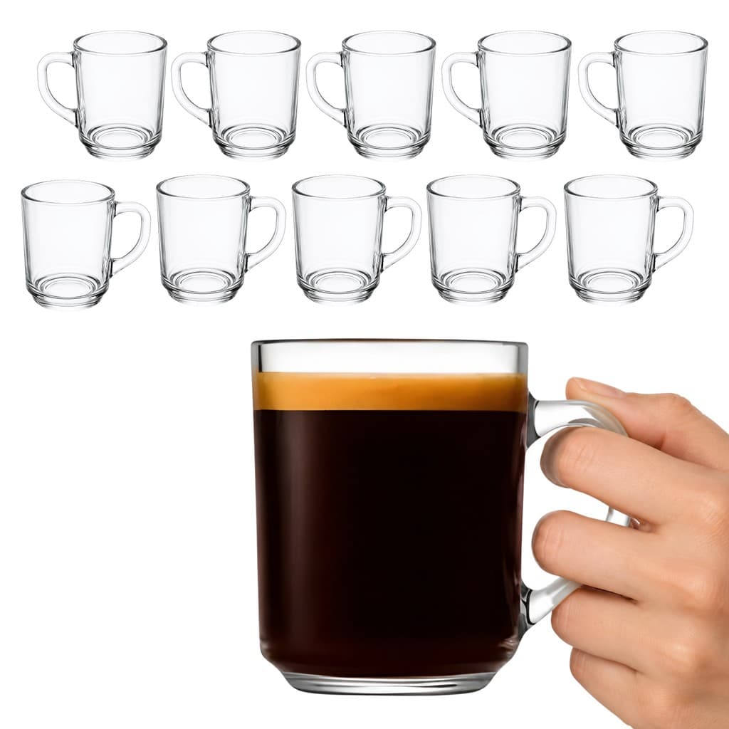 Jogo 10 Caneca Café Cappuccino Expresso Vidro Grosso 250ml