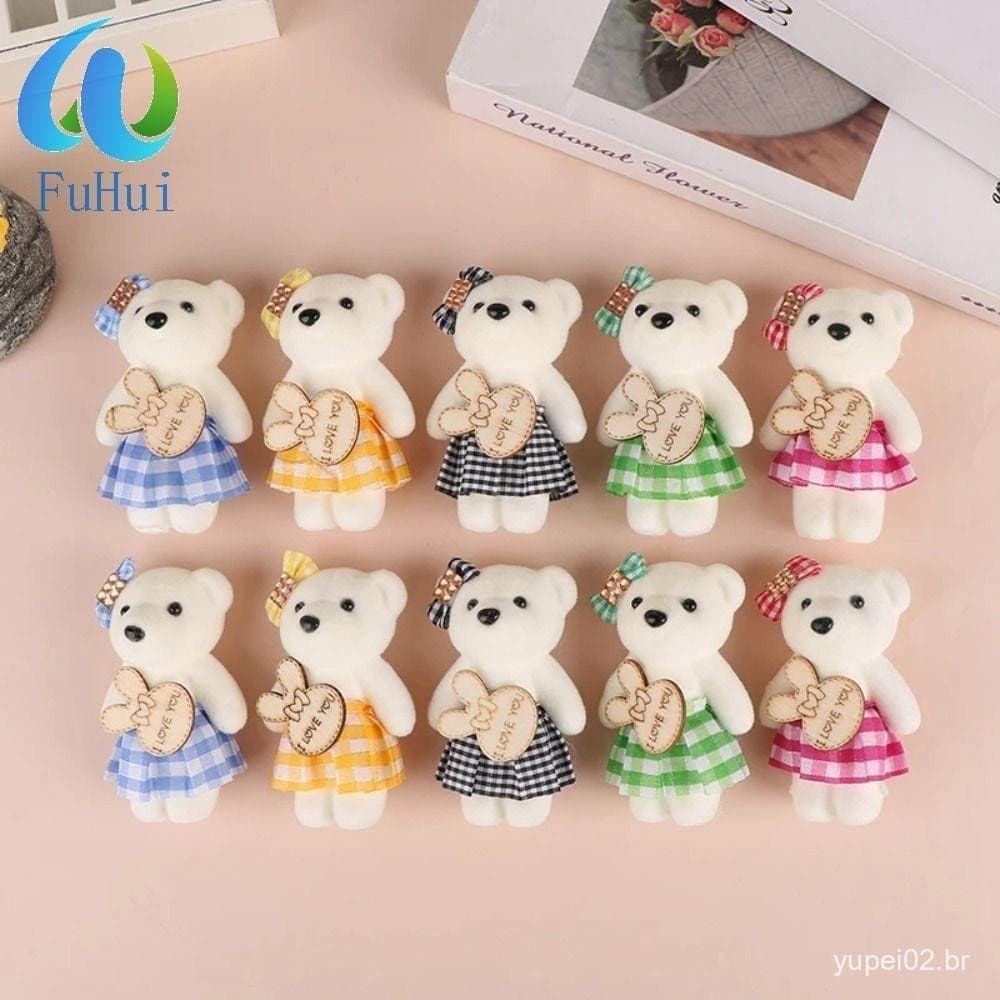 FUHUI 10 Pçs/Saco Urso Brinquedos De Espuma De Pelúcia , Boneca Dos Desenhos Animados Mini Buquê De Flores De 10cm
