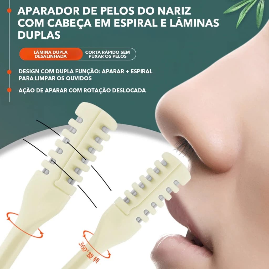 Aparador De Pêlos Do Nariz 360 ° Dupla Face Indolor E Segura Com Lâminas Giratórias Manuais Para Preparação De Precisão