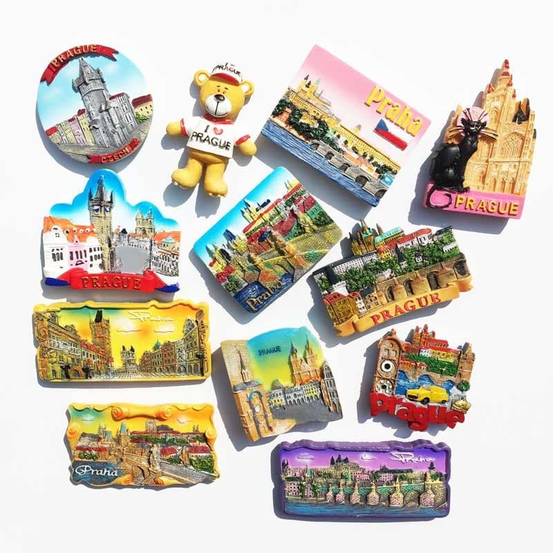 Ímã de Geladeira 3D Adesivo Artesanal de Resina de Praga, República Tcheca, Presente de Viagem, Lembrança, Coleção, Deco
