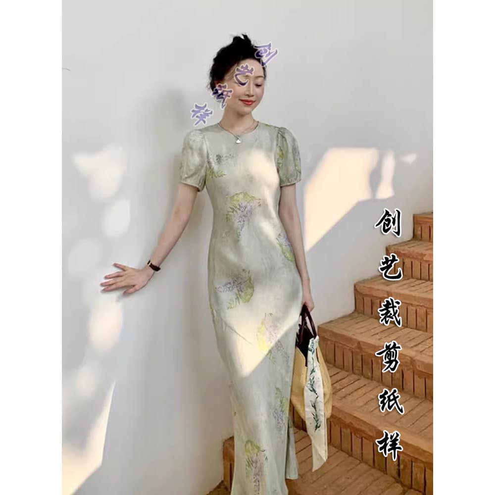 Roupas padrão versão N249 novo estilo chinês estilo republicano melhorado Cheongsam saia longa primavera vestido feminin