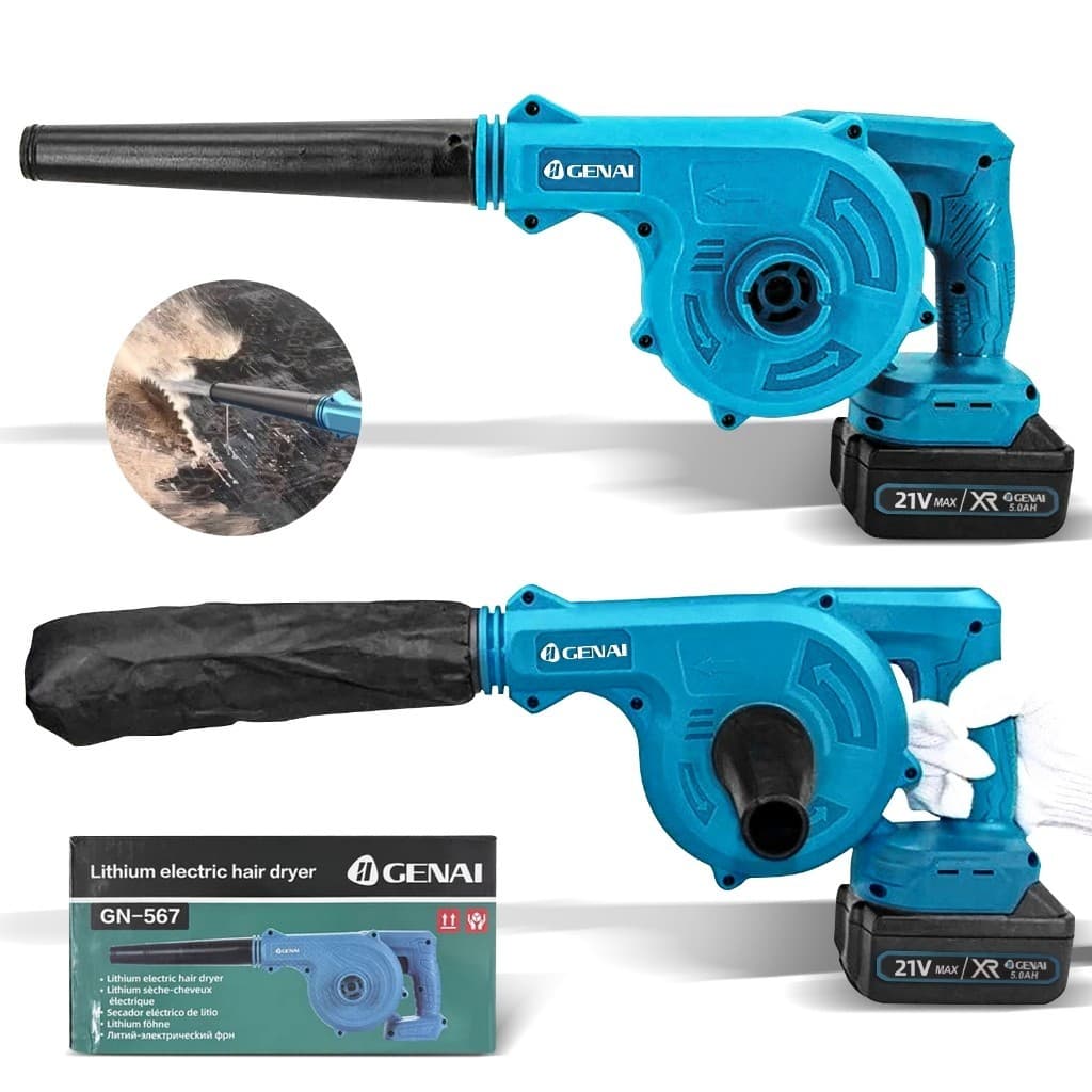 Soprador de Folhas Profissional 21V Bivolt com 2 Baterias para Jardinagem e Limpeza