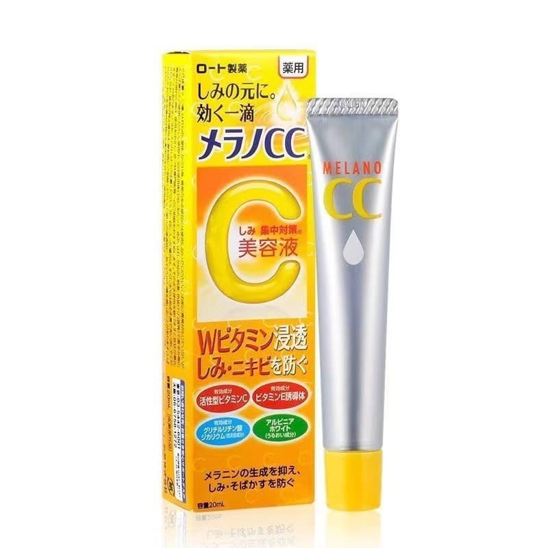 Estoque pronto Rohto Melano CC Vitamina C Essência Iluminadora 20ml Remoção de Acne Clareamento Reparação Cuidados Facia