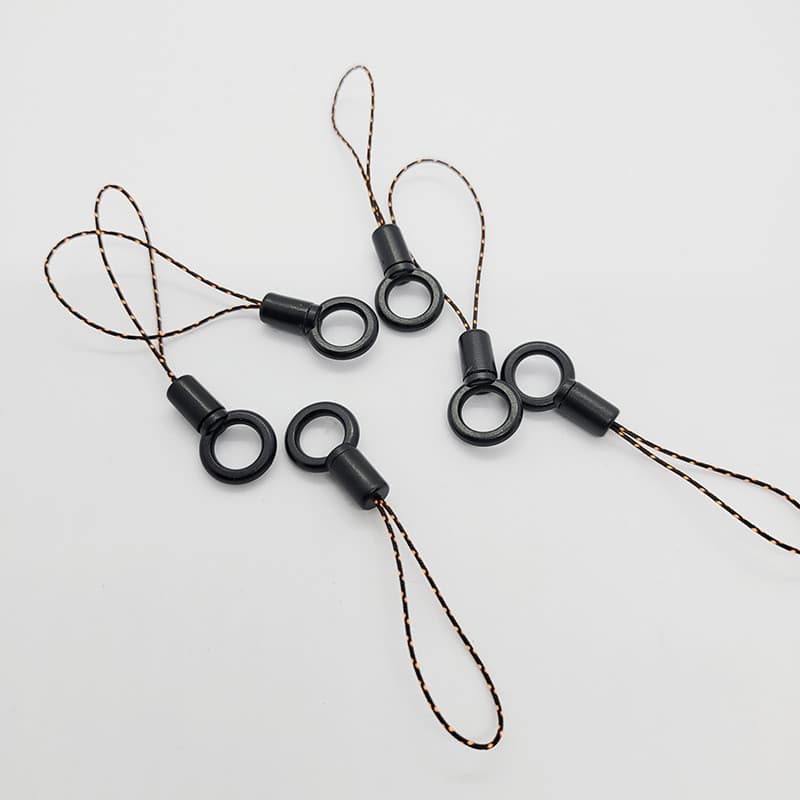 Círculo preto pequena corda cabeça cordão do telefone móvel acessórios pequeno círculo corda grossa corda fina DIY cordã