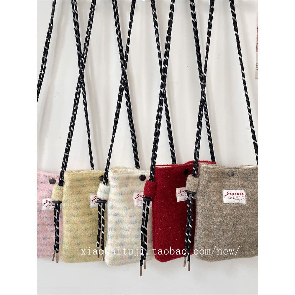 Pequeno coelho branco mesa inverno pelúcia Outing saco de compras feminino novo estilo saco do telefone móvel Casual de