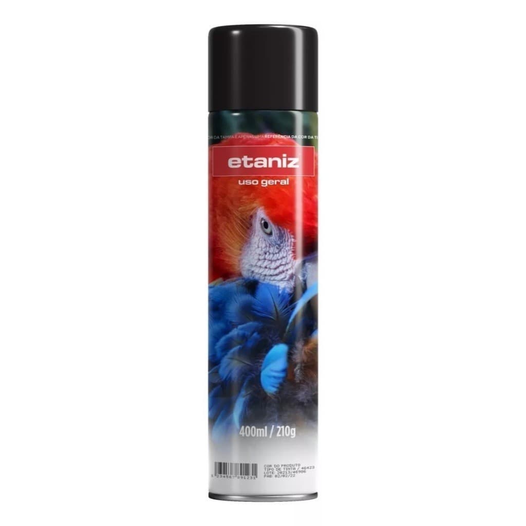 Tinta Sprays Preto Fosco Uso Geral Secagem Rapida 400ml Etaniz
