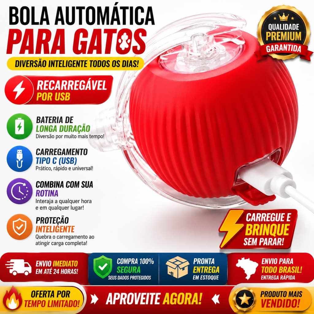 Brinquedos Inteligentes Para Gatos Bola De Rolamento Automática Cauda Falsa Recarregável Elétrico