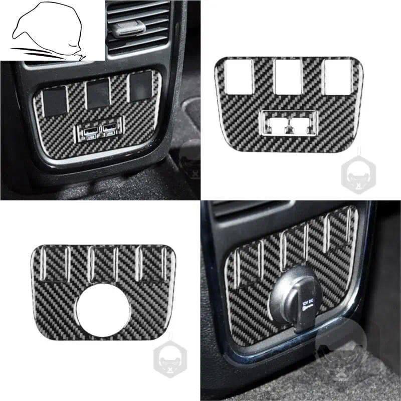 Para Dodge Charger LD 2015 + Fibra De Carbono Assento Traseiro USB Tomada De Energia Painel Adesivo Capa Guarnição Inter