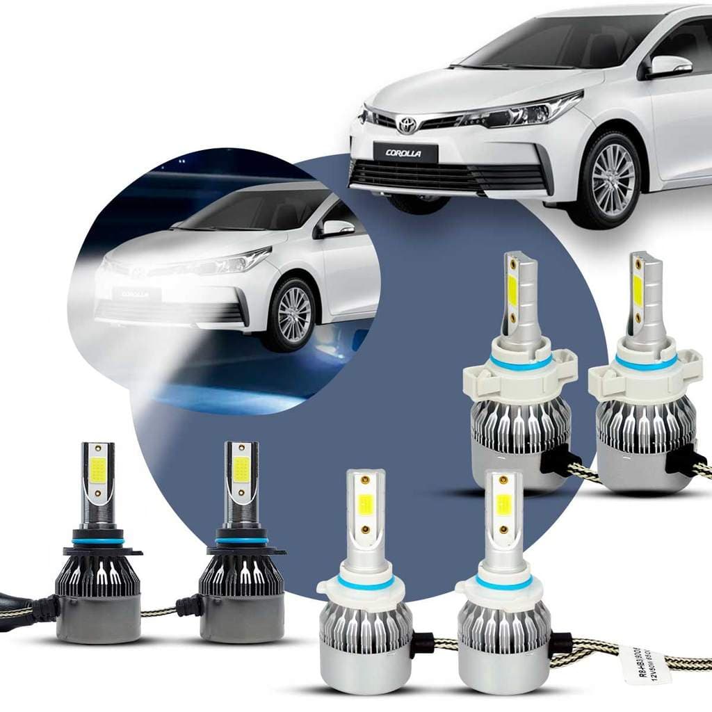 Super LED  Farol Alto Baixo Milha Toyota Corolla 2015 a 2019 6000K 30000h