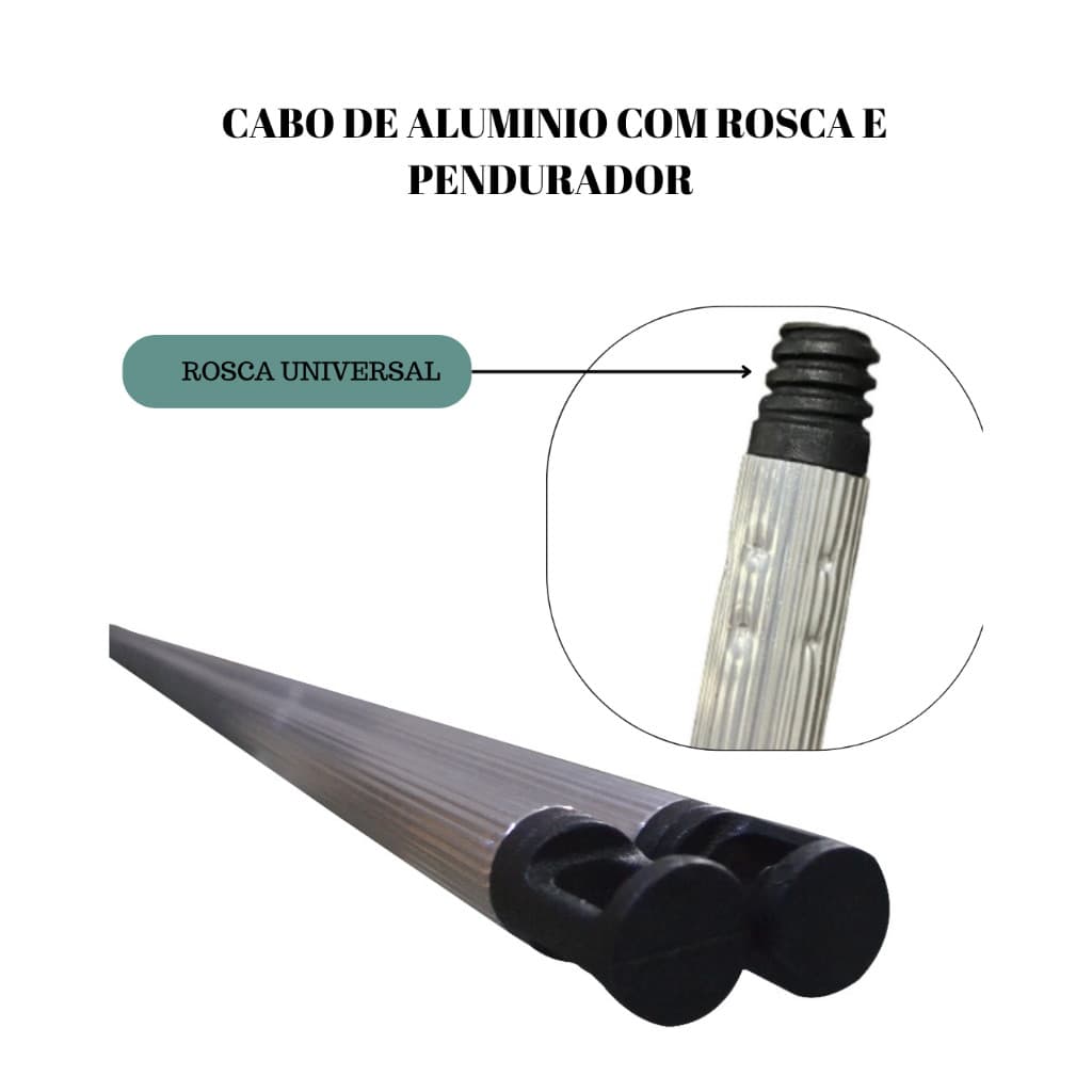 CABO EM ALUMINIO PARA RODOS E VASSOURAS 1,60 METROS ALONGADOR ROSQUEAVEL