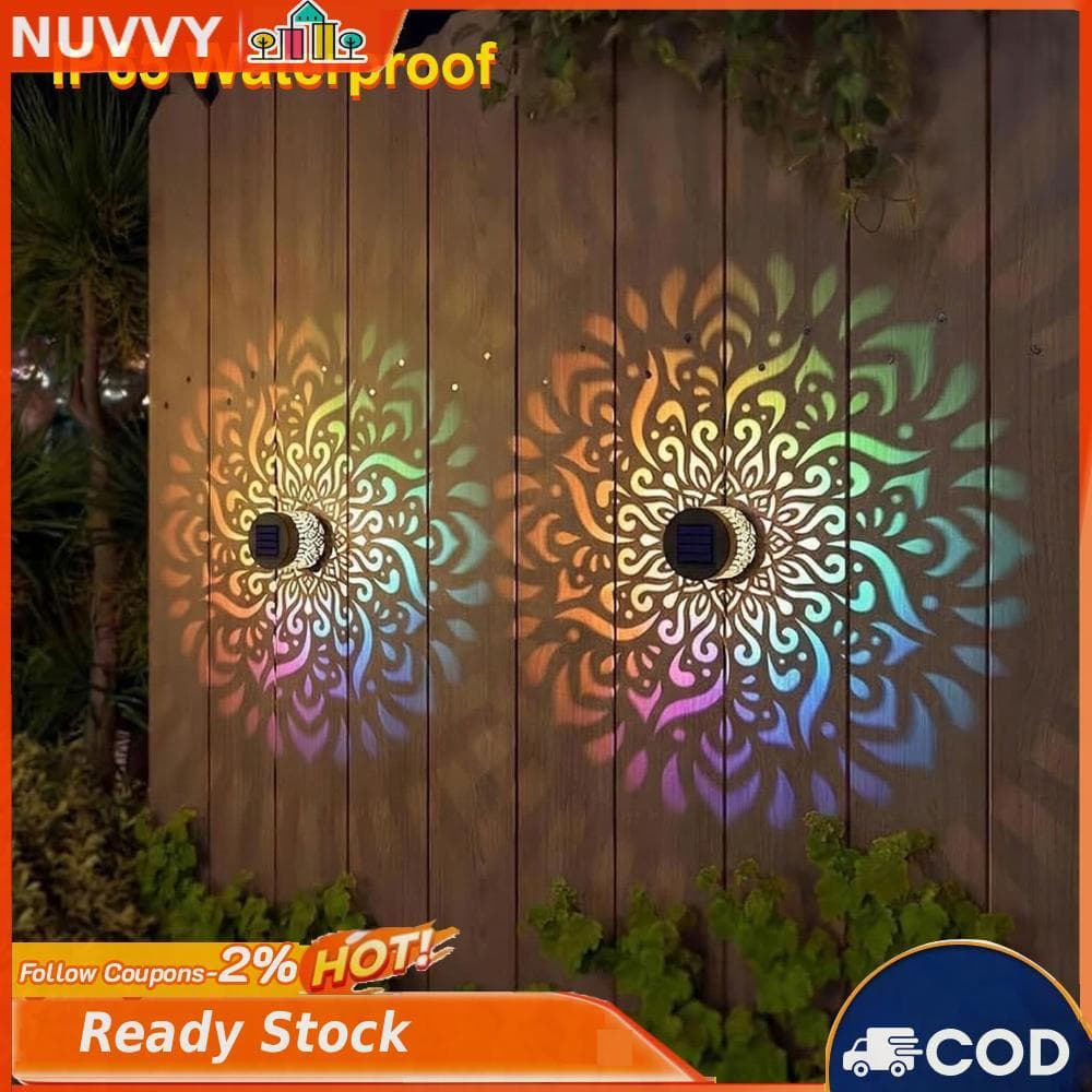 Luzes solares p escadas deck tema mandalas impermeáveis decoração jardim/pátio