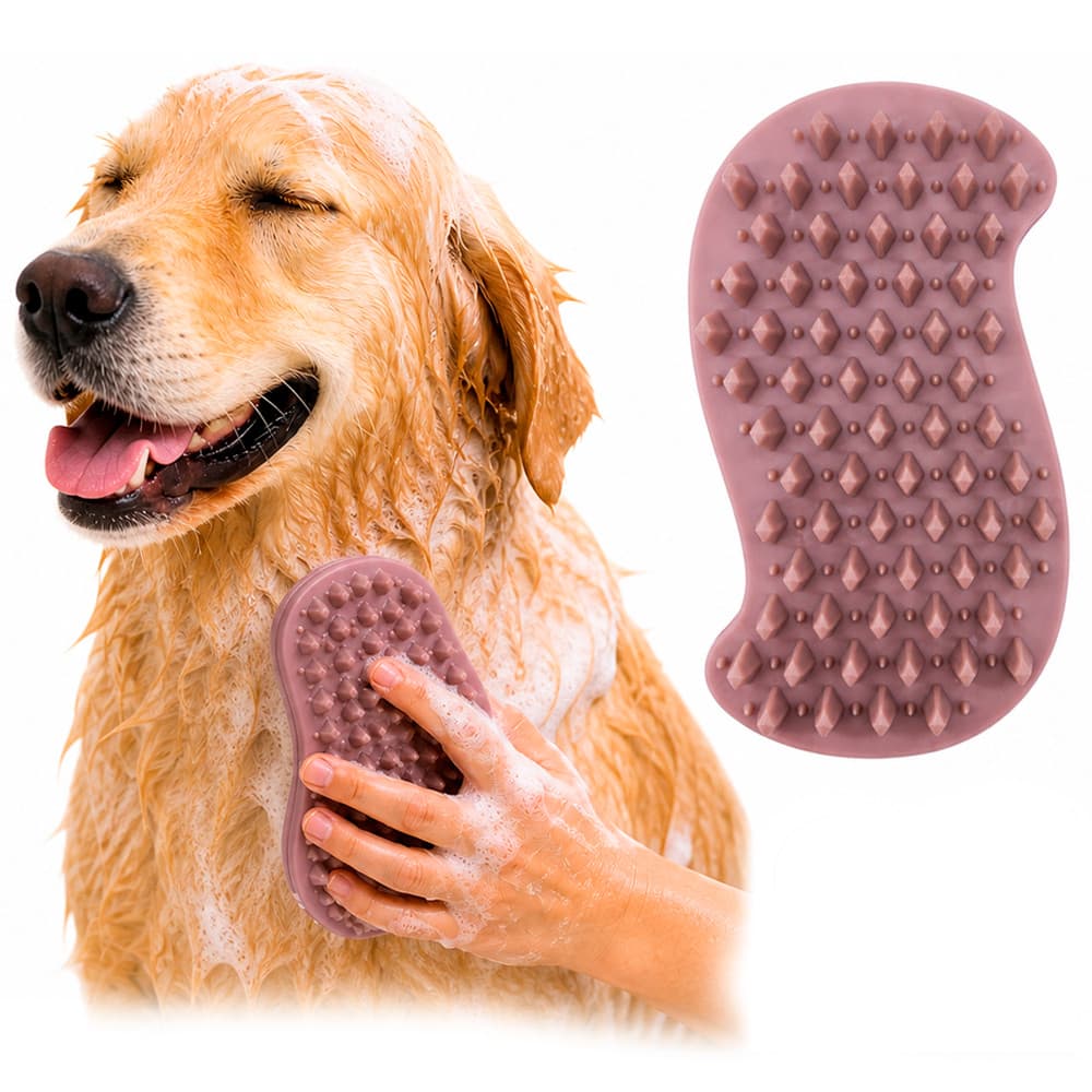 Massageador de Banho Pet Scraper Premium PQ2011 PETQ Escova Silicone Removedor de Pelos Cães e Gatos