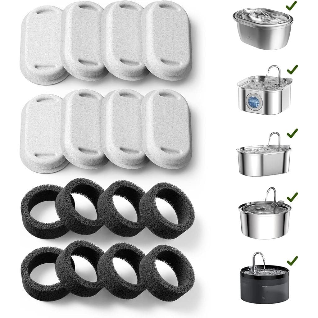 Filtros De Substituição De Fonte De Água Para Gatos , 8 + 8 Esponjas De Espuma Animais De Estimação De Aço Inoxidável 67