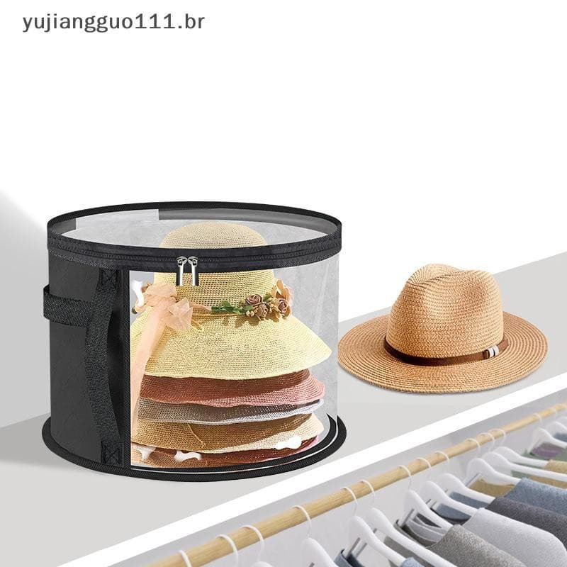 # Novo 1 Peça Organizador De Armazenamento De Chapéu Dobrável Portátil Transparente Com Zíper , Design De Janela Frontal