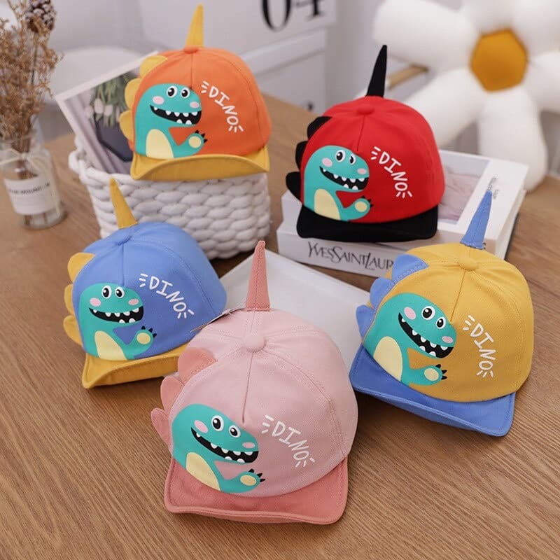 Boné de Beisebol Infantil com Estampa de Dinossauro para Primavera e Verão, Chapéu de Sol para Meninos e Meninas, Aba Ma