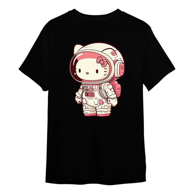 Camiseta Premium Hello Kitty Astronauta Desenho Infantil 100% Algodão Lançamento 2025 Envio Rápido