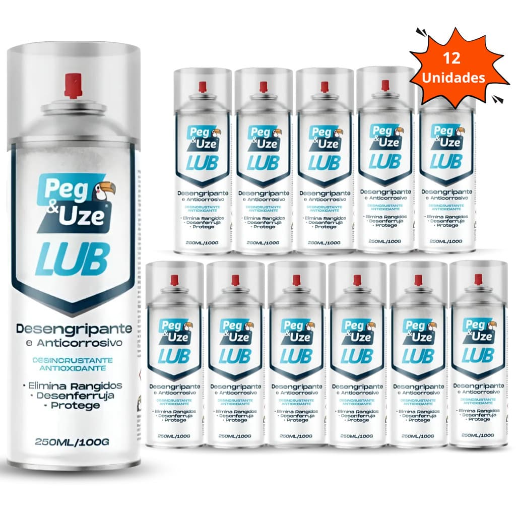 Kit 12 Óleo Desengripante Lubrificante 250ml Casa, Portas, Carros, Motos, Ferrugem, Oficina