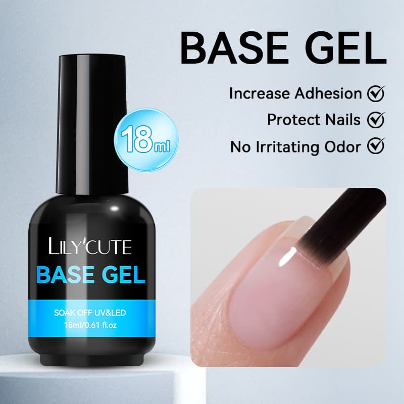 LILYCUTE 18ML Base Gel Unha Polonês Top Coat Função UV Semi Permanente Soak Off LED Verniz Para Unhas