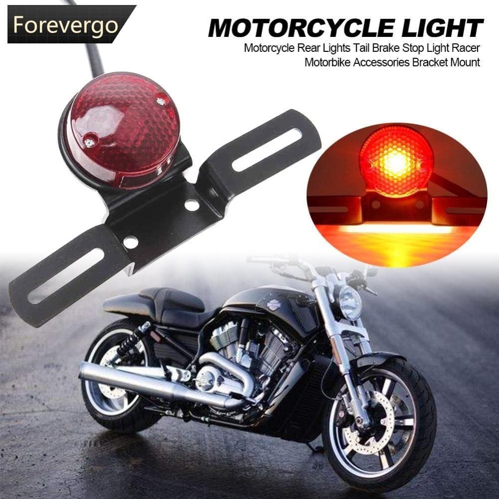FOREVERGO 12V Luzes Traseiras De Motocicleta Freio De Cauda Racer Acessórios Suporte De N8Z5