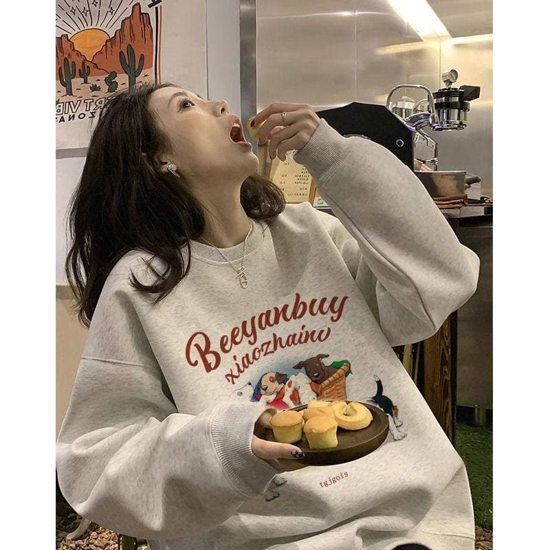 Oversize americano Retro moletom feminino forro de lã outono inverno 2023 Design solto nicho de manga comprida jaqueta s